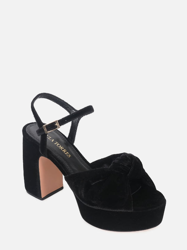 SANDÁLIA DE FRIDA VELVET PRETO PLATAFORMA