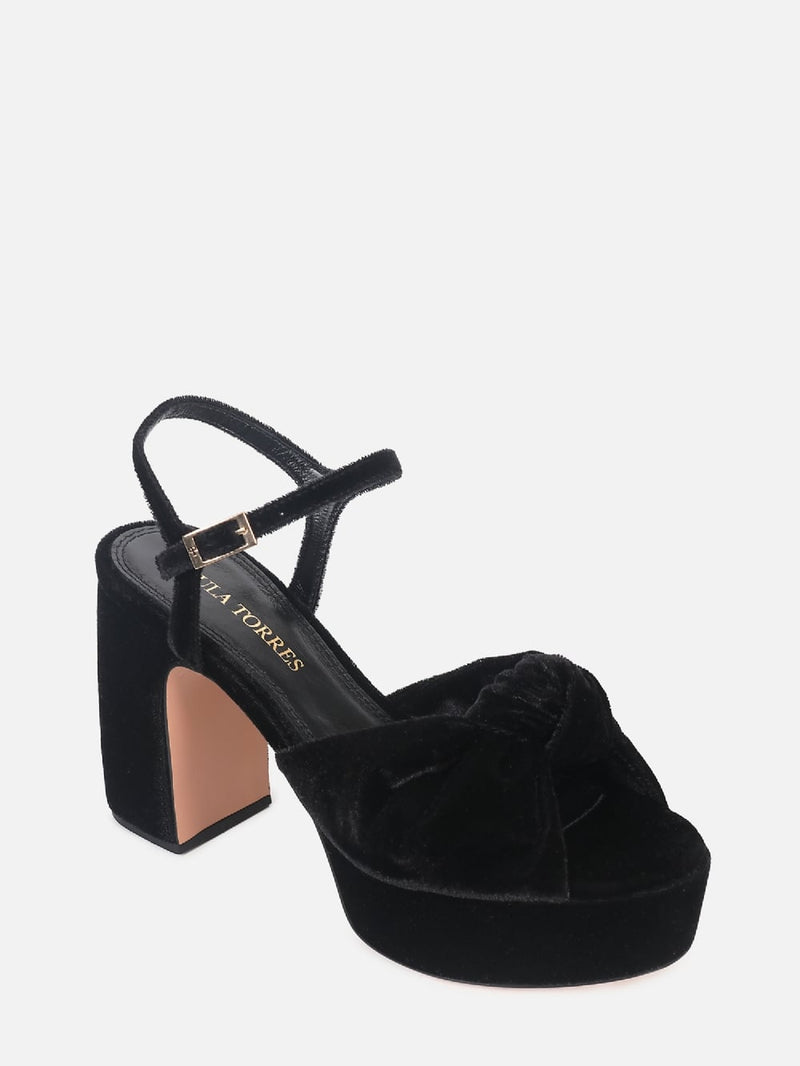 SANDÁLIA DE FRIDA VELVET PRETO PLATAFORMA
