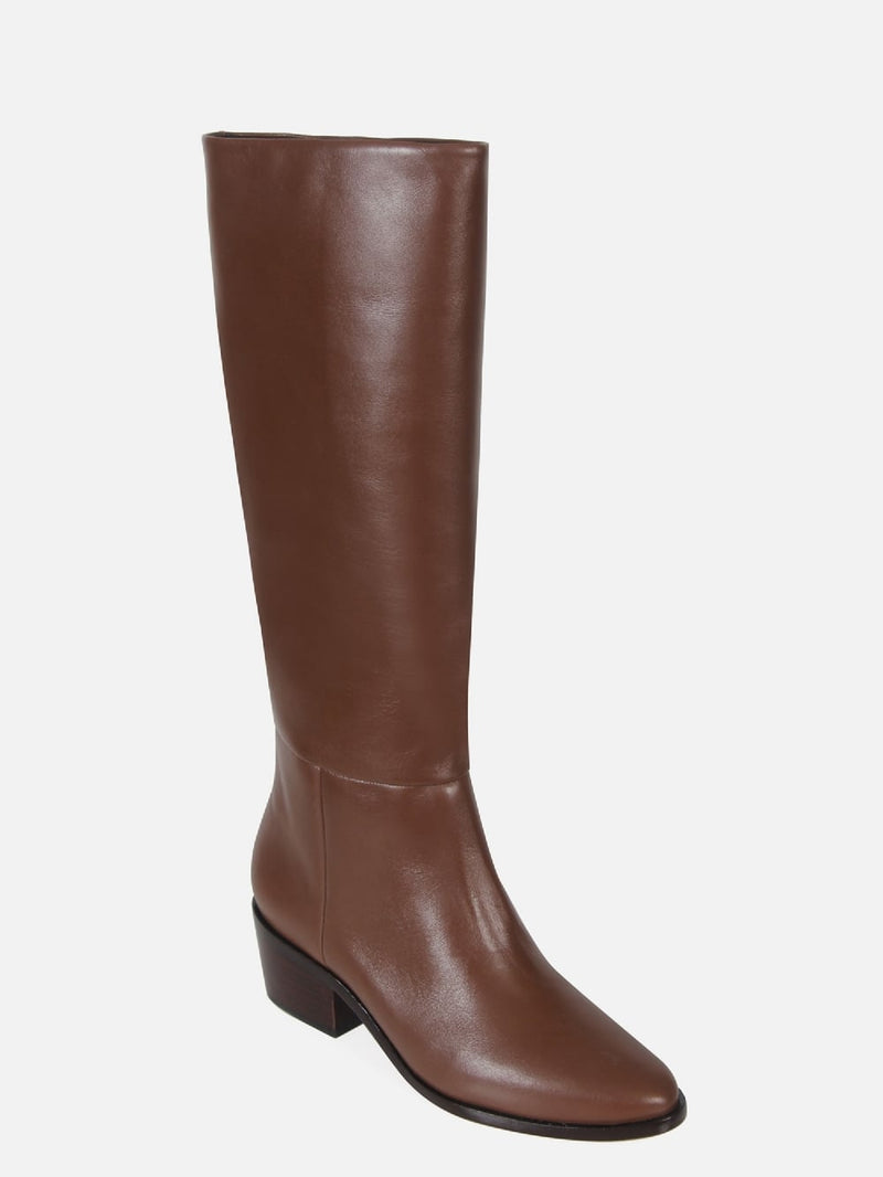 BOTA EM COURO LEA APPLE CANO ALTO SALTO BAIXO