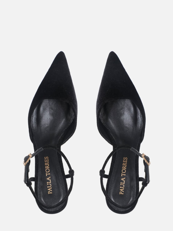 SCARPIN DE VELVET PRETO SALTO MÉDIO