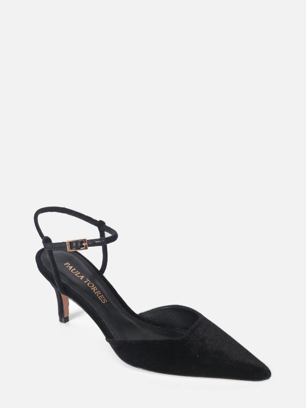 SCARPIN DE VELVET PRETO SALTO MÉDIO