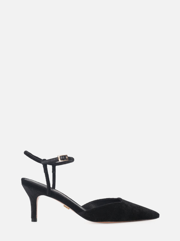 SCARPIN DE VELVET PRETO SALTO MÉDIO