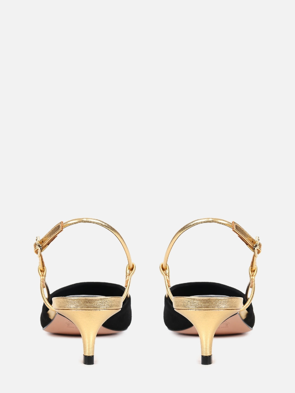 SCARPIN DE CAMURÇA GLORIA PRETO SLINGBACK SALTO BAIXO