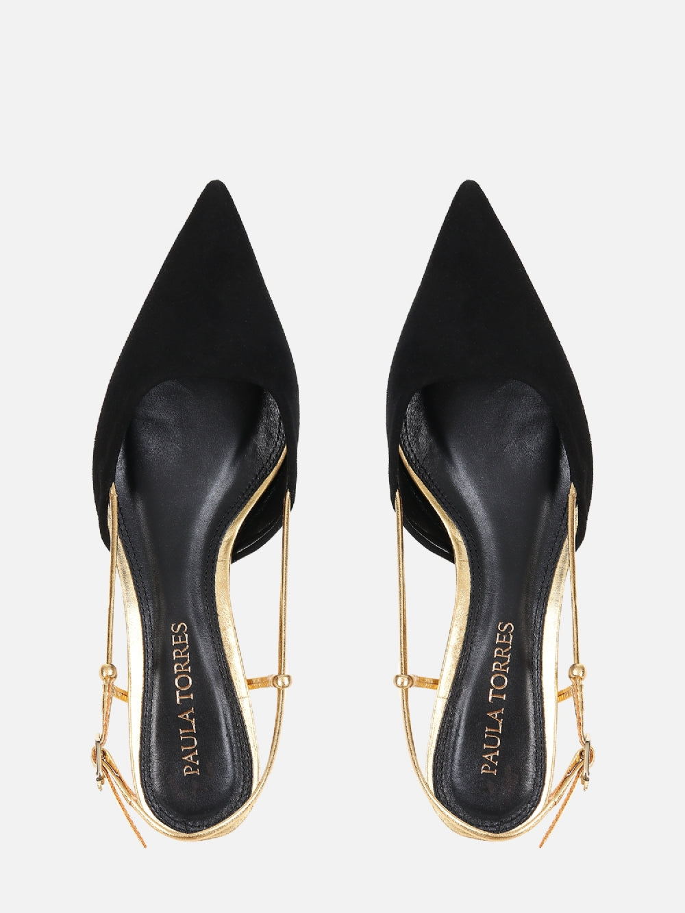SCARPIN DE CAMURÇA GLORIA PRETO SLINGBACK SALTO BAIXO