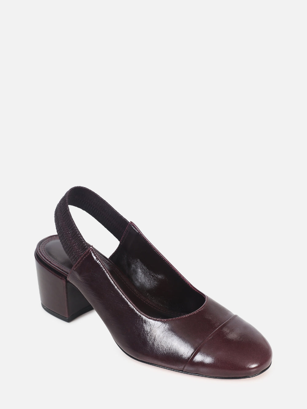 SCARPIN DE COURO SERENA WINE BICO REDONDO SALTO BLOCO