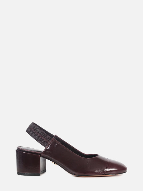SCARPIN DE COURO SERENA WINE BICO REDONDO SALTO BLOCO