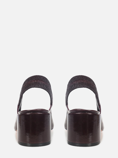 SCARPIN DE COURO SERENA WINE BICO REDONDO SALTO BLOCO