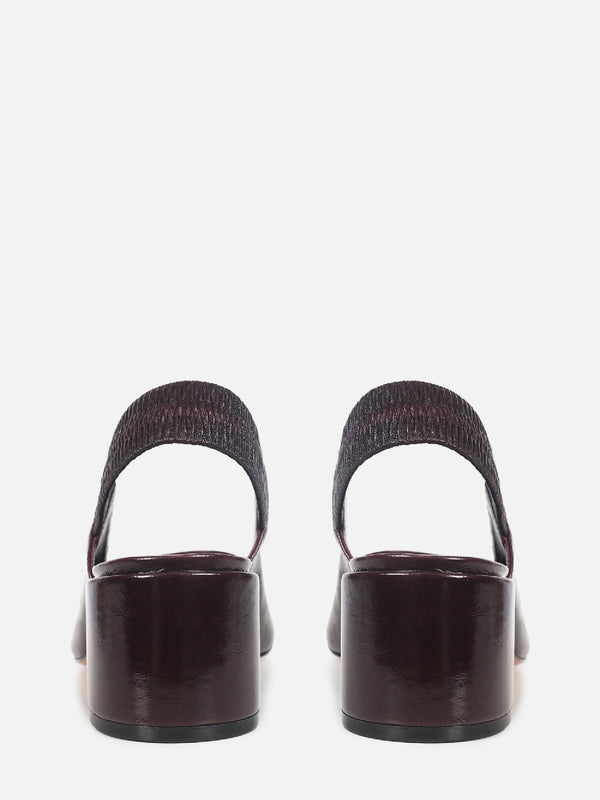 SCARPIN DE COURO SERENA WINE BICO REDONDO SALTO BLOCO