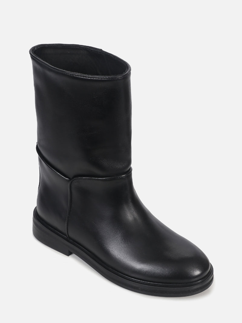 BOTA DE COURO TEODORA PRETO CANO MÉDIO