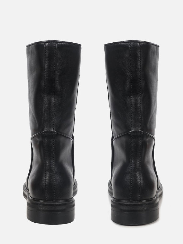 BOTA DE COURO TEODORA PRETO CANO MÉDIO
