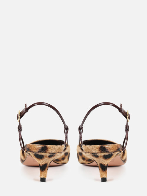 SCARPIN DE PELO GLORIA ONÇA SLINGBACK SALTO BAIXO
