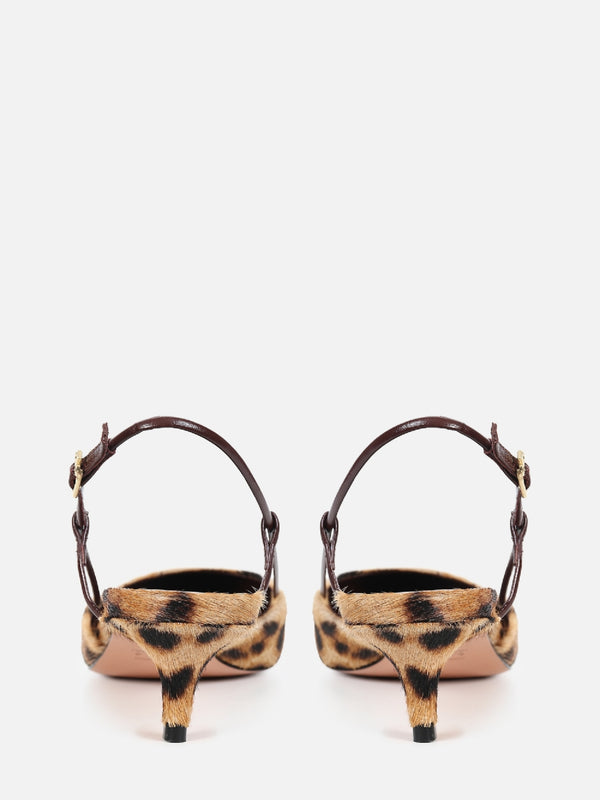 SCARPIN DE PELO GLORIA ONÇA SLINGBACK SALTO BAIXO