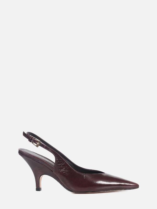 SCARPIN DE COURO OLGA WINE SLINGBACK SALTO MÉDIO