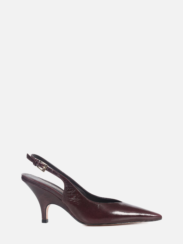 SCARPIN DE COURO OLGA WINE SLINGBACK SALTO MÉDIO