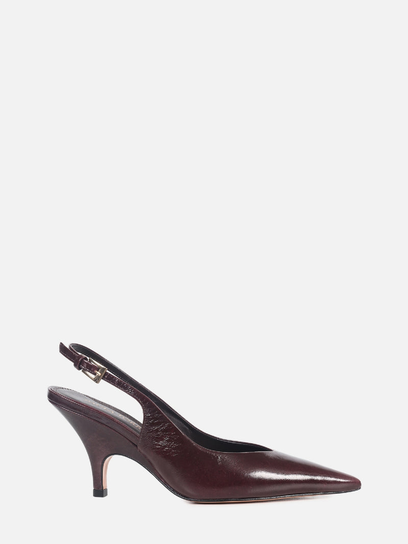 SCARPIN DE COURO OLGA WINE SLINGBACK SALTO MÉDIO