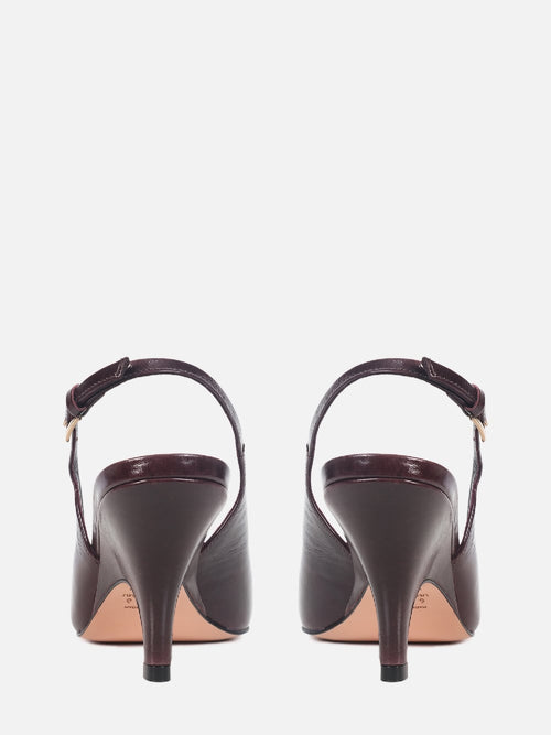 SCARPIN DE COURO OLGA WINE SLINGBACK SALTO MÉDIO