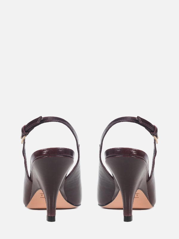 SCARPIN DE COURO OLGA WINE SLINGBACK SALTO MÉDIO