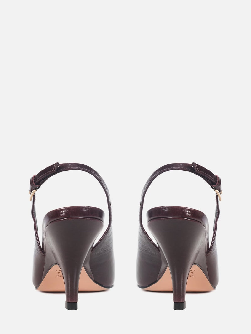 SCARPIN DE COURO OLGA WINE SLINGBACK SALTO MÉDIO