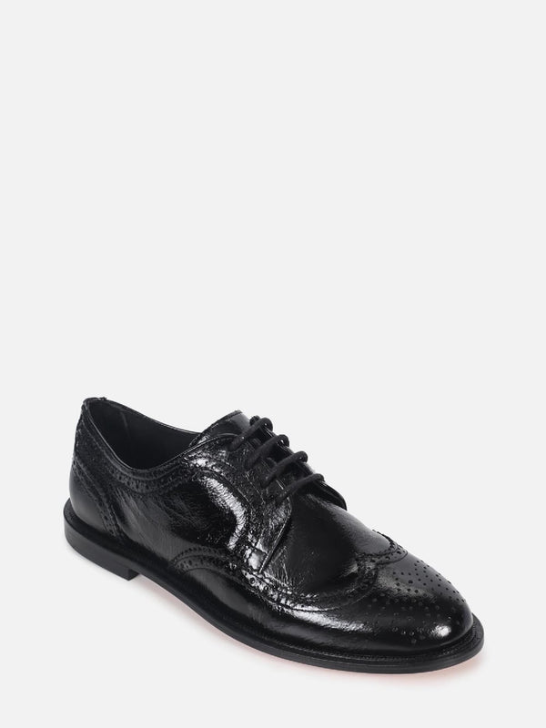OXFORD DE COURO OLIVIA PRETO BROGUE
