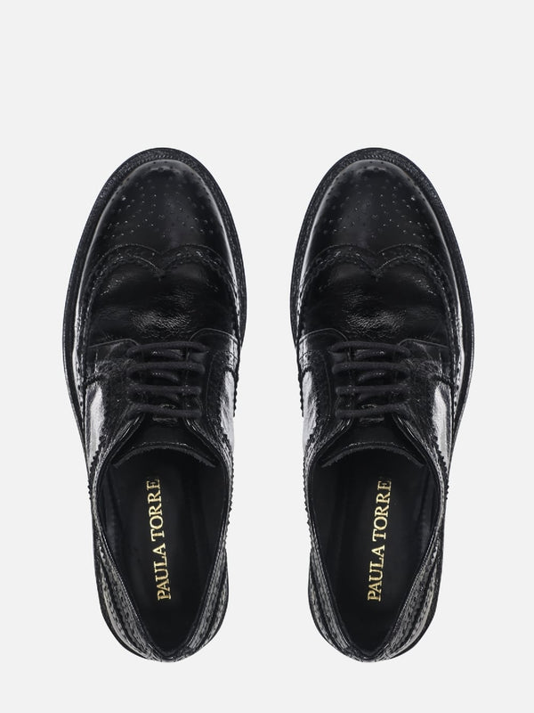 OXFORD DE COURO OLIVIA PRETO BROGUE