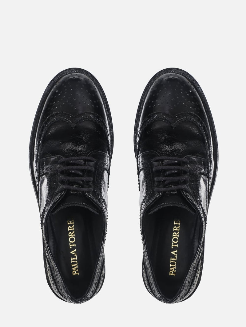 OXFORD DE COURO OLIVIA PRETO BROGUE