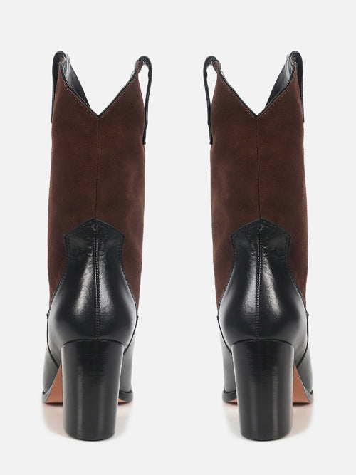 BOTA DE COURO GLÓRIA PRETO SALTO ALTO