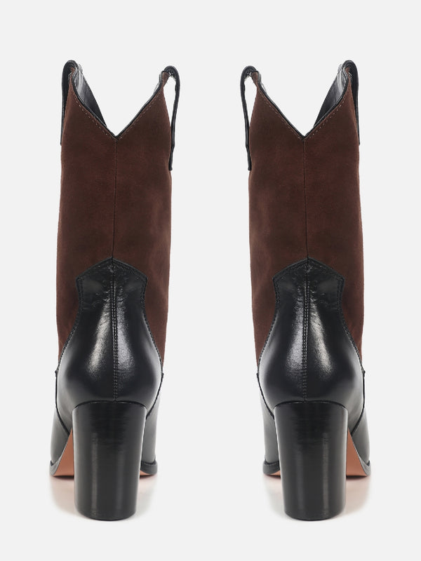 BOTA DE COURO GLÓRIA PRETO SALTO ALTO
