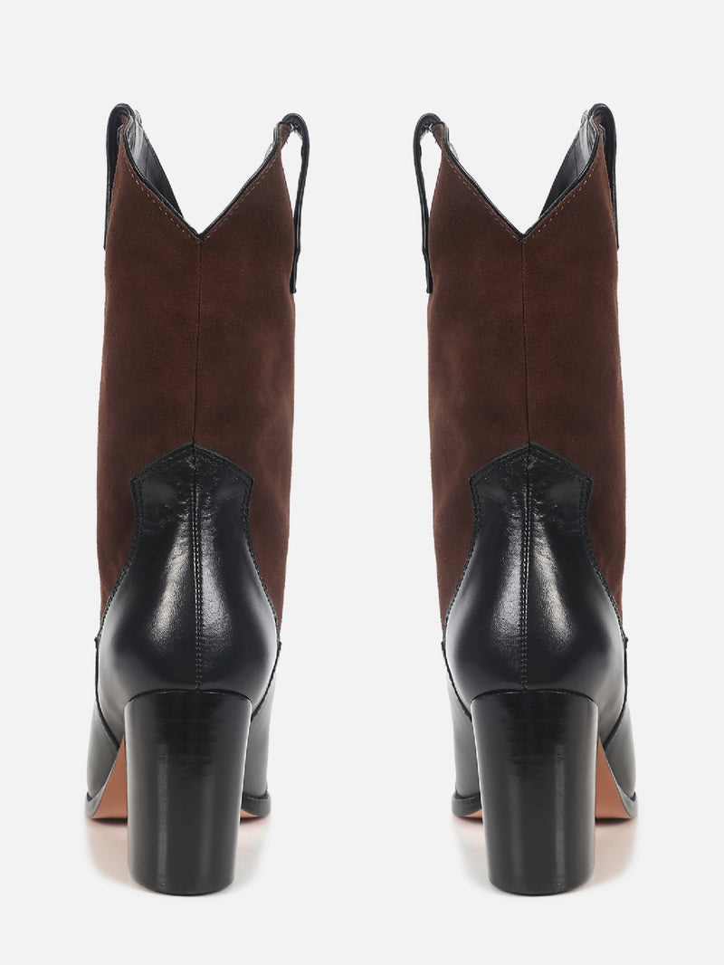 BOTA DE COURO GLÓRIA PRETO SALTO ALTO