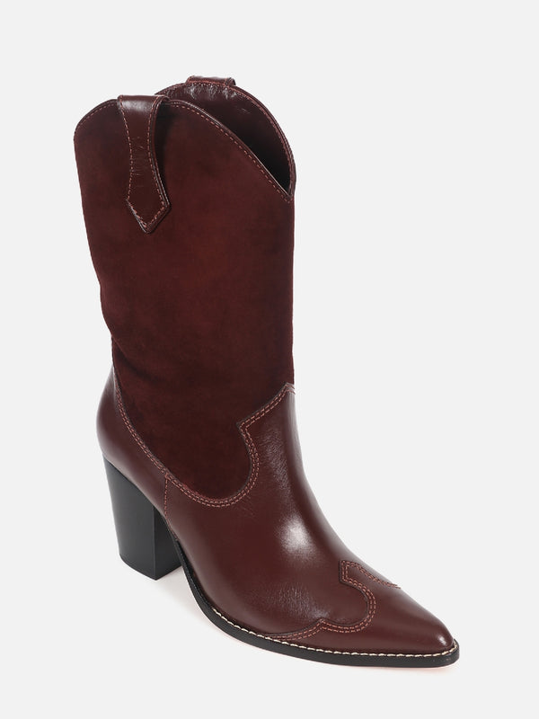 BOTA DE COURO GLÓRIA PINHÃO SALTO ALTO
