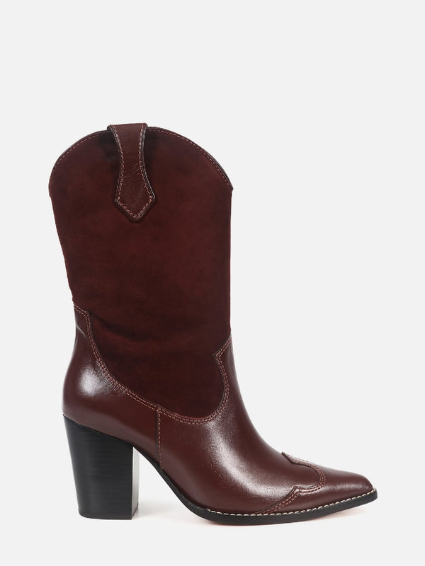 BOTA DE COURO GLÓRIA PINHÃO SALTO ALTO