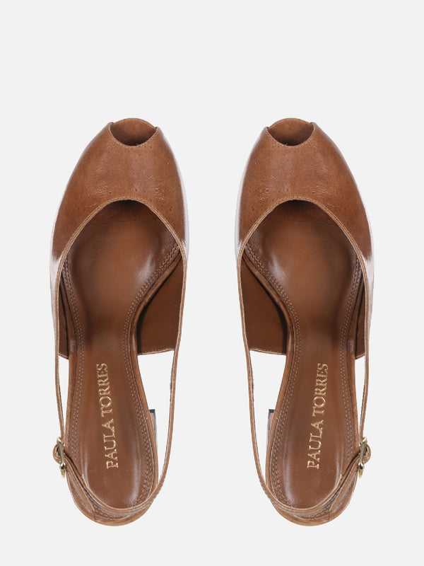 SCARPIN DE COURO MAVIE CANELA SLINGBACK SALTO ALTO