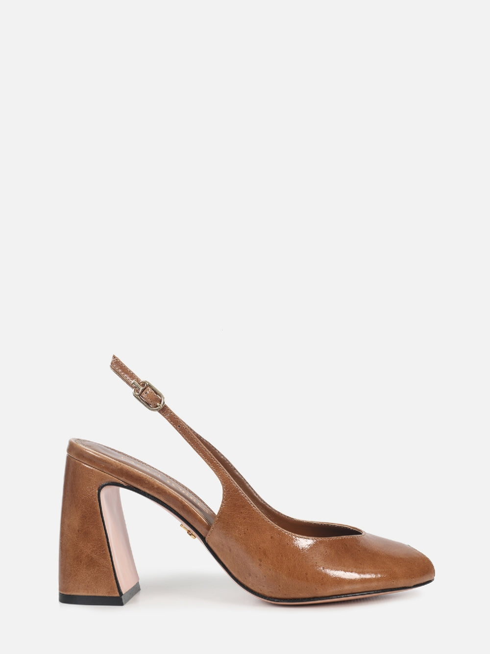 SCARPIN DE COURO MAVIE CANELA SLINGBACK SALTO ALTO