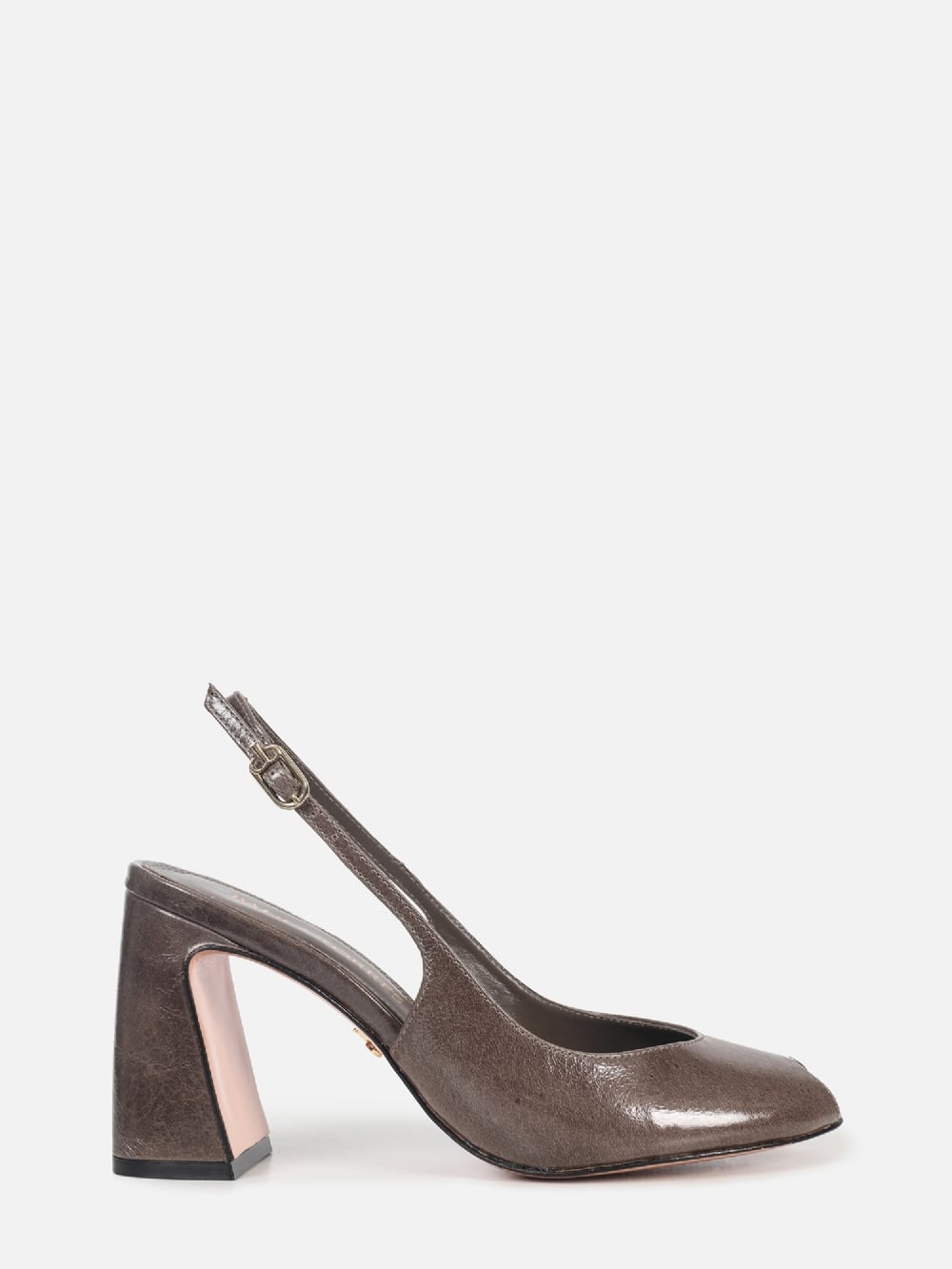 SCARPIN DE COURO MAVIE CINZA SLINGBACK SALTO ALTO