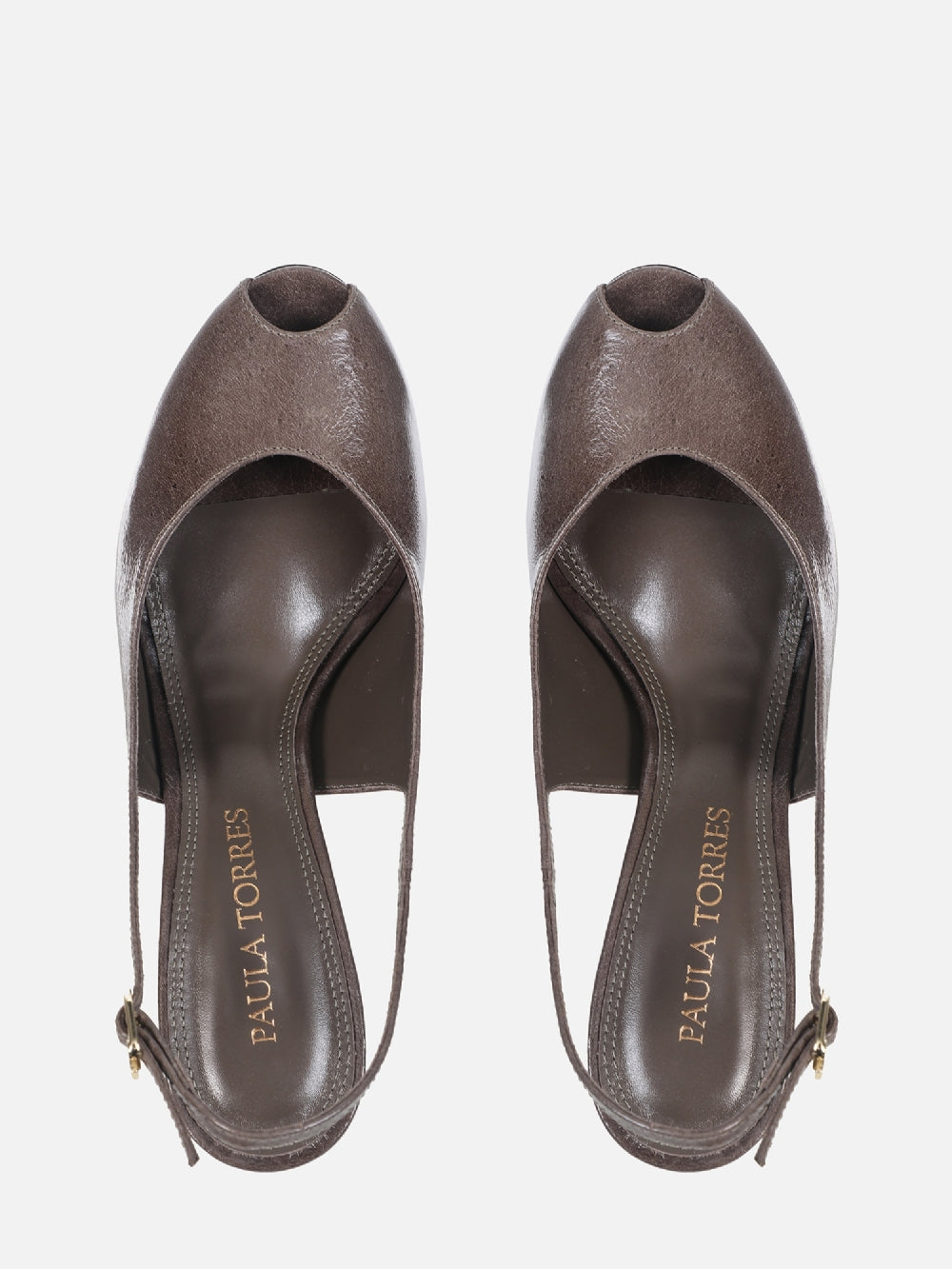 SCARPIN DE COURO MAVIE CINZA SLINGBACK SALTO ALTO
