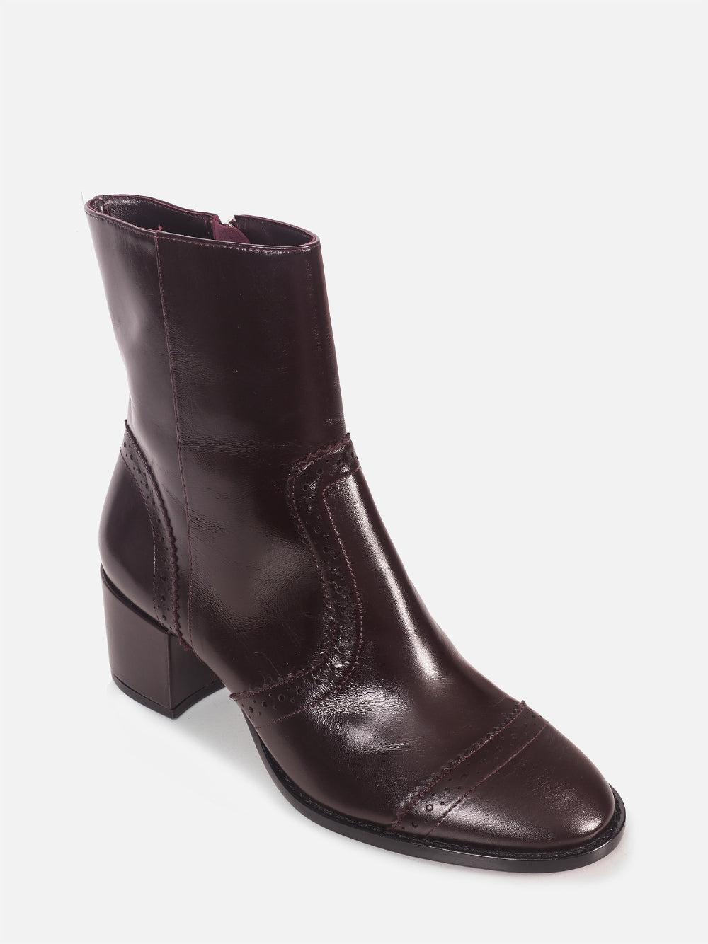 BOTA DE COURO GIU WINE BROGUE SALTO MÉDIO