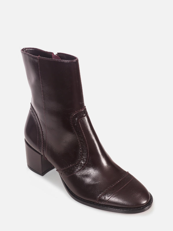 BOTA DE COURO GIU WINE BROGUE SALTO MÉDIO
