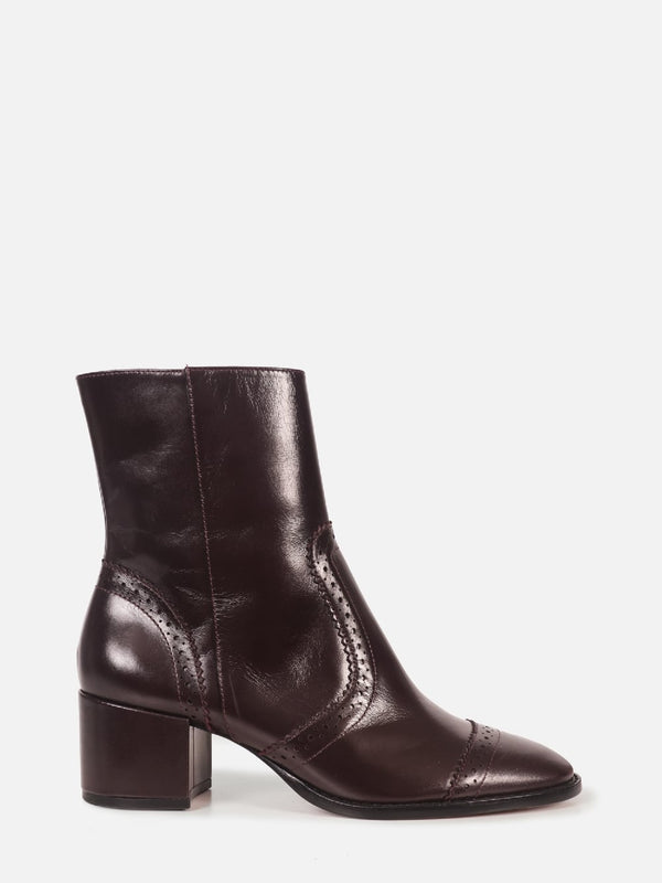 BOTA DE COURO GIU WINE BROGUE SALTO MÉDIO