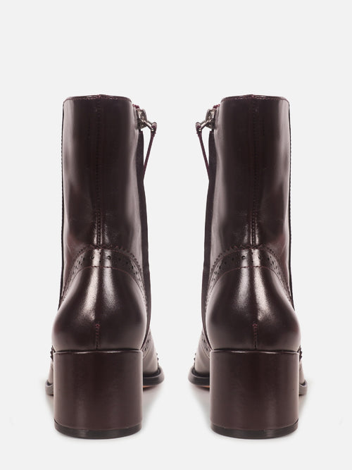 BOTA DE COURO GIU WINE BROGUE SALTO MÉDIO
