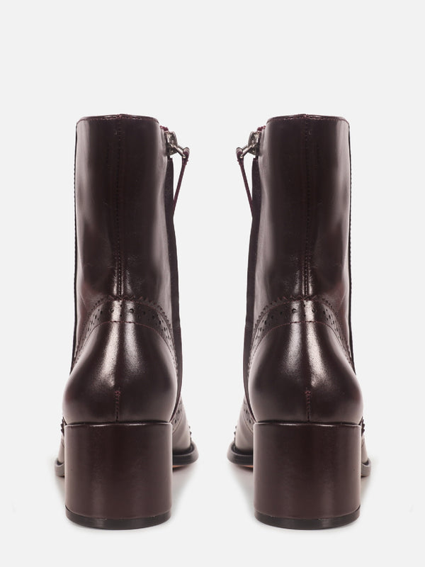 BOTA DE COURO GIU WINE BROGUE SALTO MÉDIO