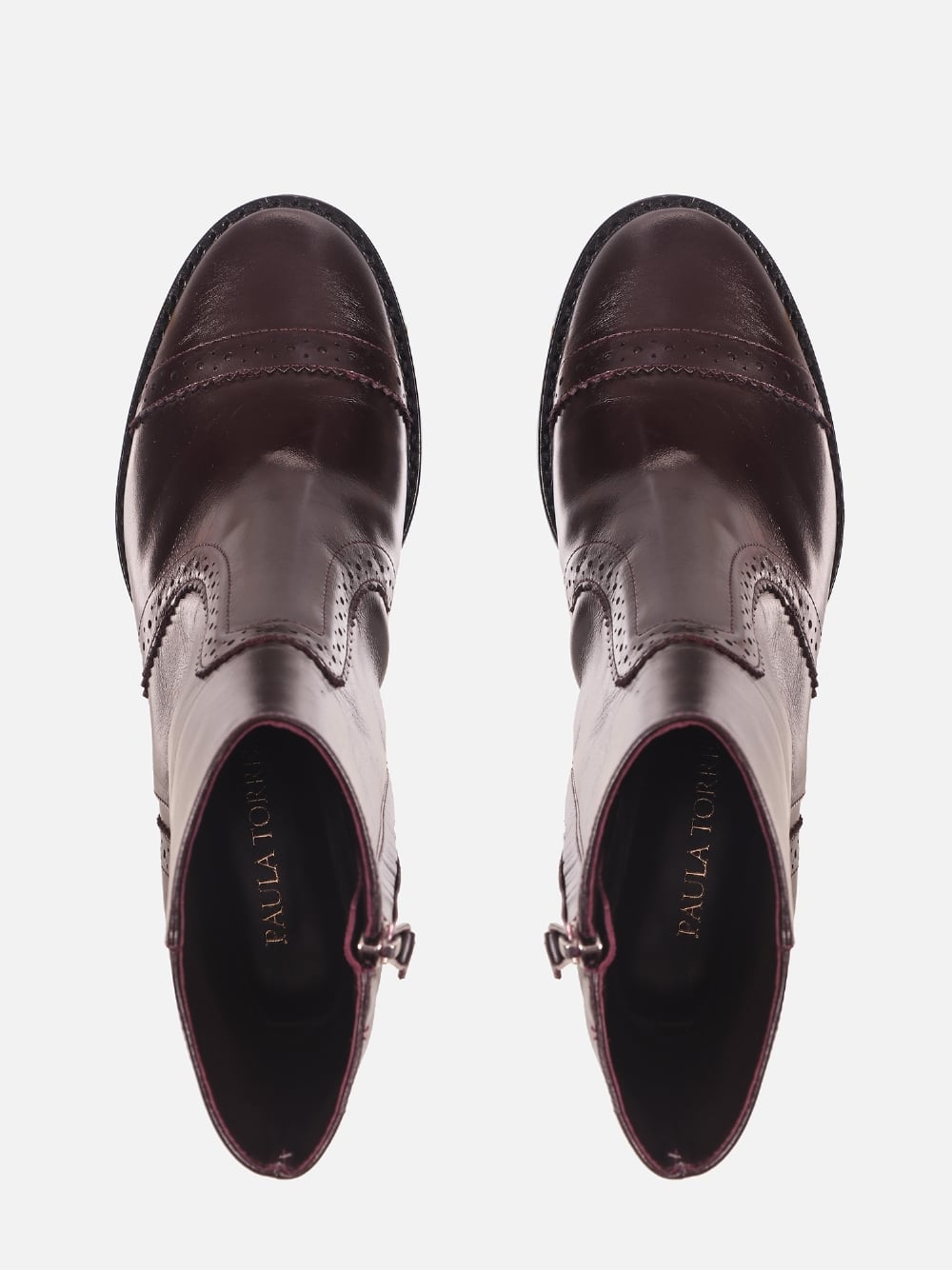 BOTA DE COURO GIU WINE BROGUE SALTO MÉDIO