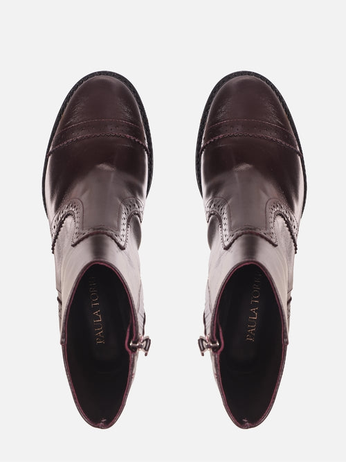 BOTA DE COURO GIU WINE BROGUE SALTO MÉDIO