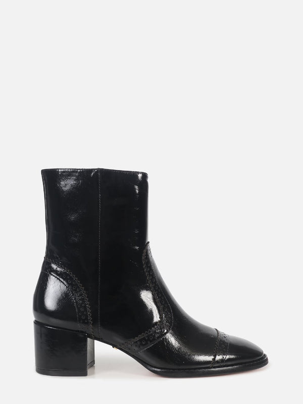 BOTA DE COURO GIU PRETO BROGUE SALTO MÉDIO