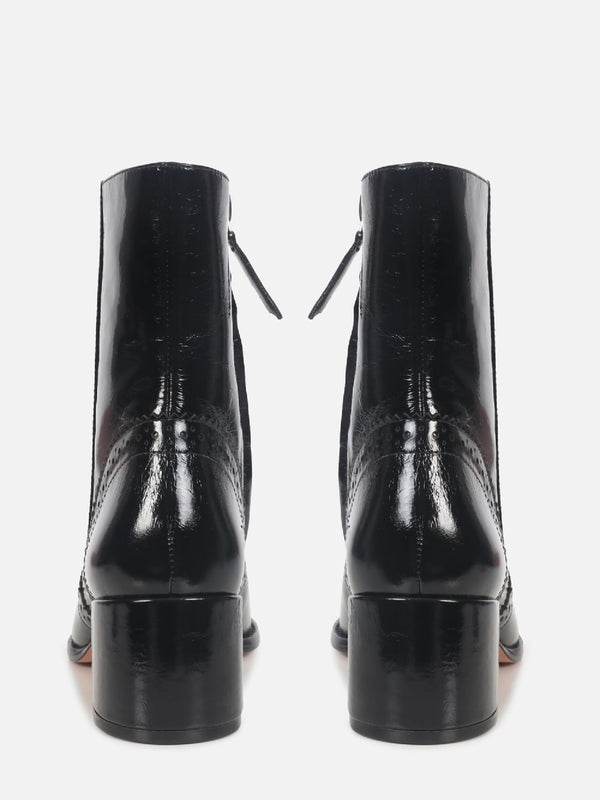 BOTA DE COURO GIU PRETO BROGUE SALTO MÉDIO