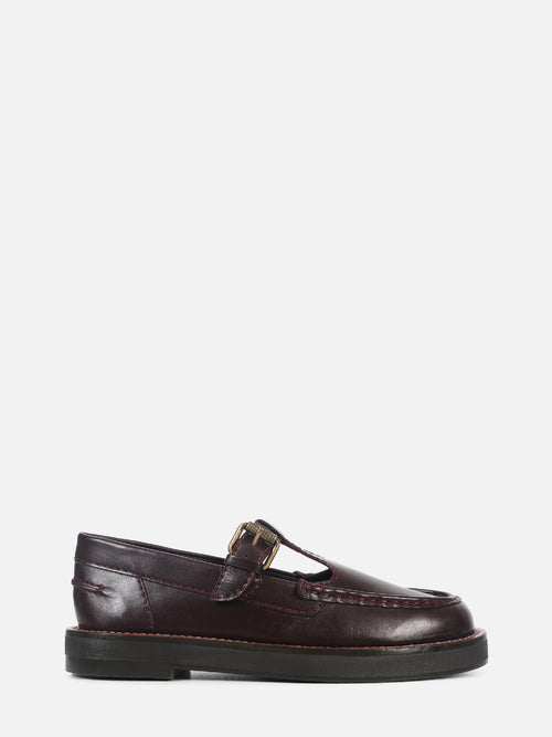 MOCASSIM DE COURO CARLOTA WINE T-BAR