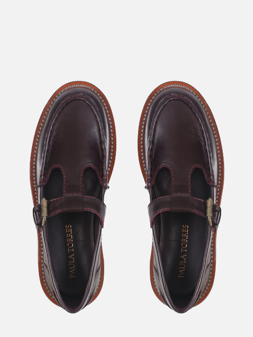 MOCASSIM DE COURO CARLOTA WINE T-BAR