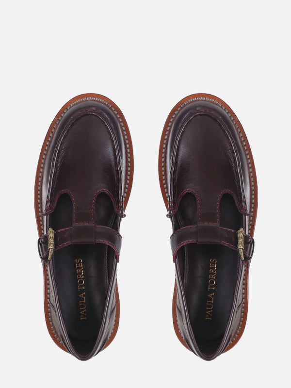 MOCASSIM DE COURO CARLOTA WINE T-BAR