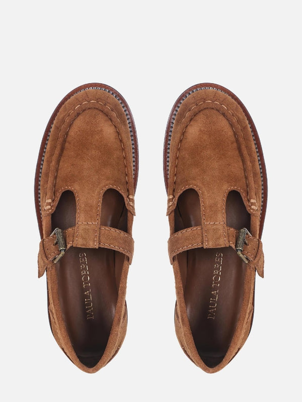 MOCASSIM DE CAMURÇA CARLOTA CANELA T-BAR