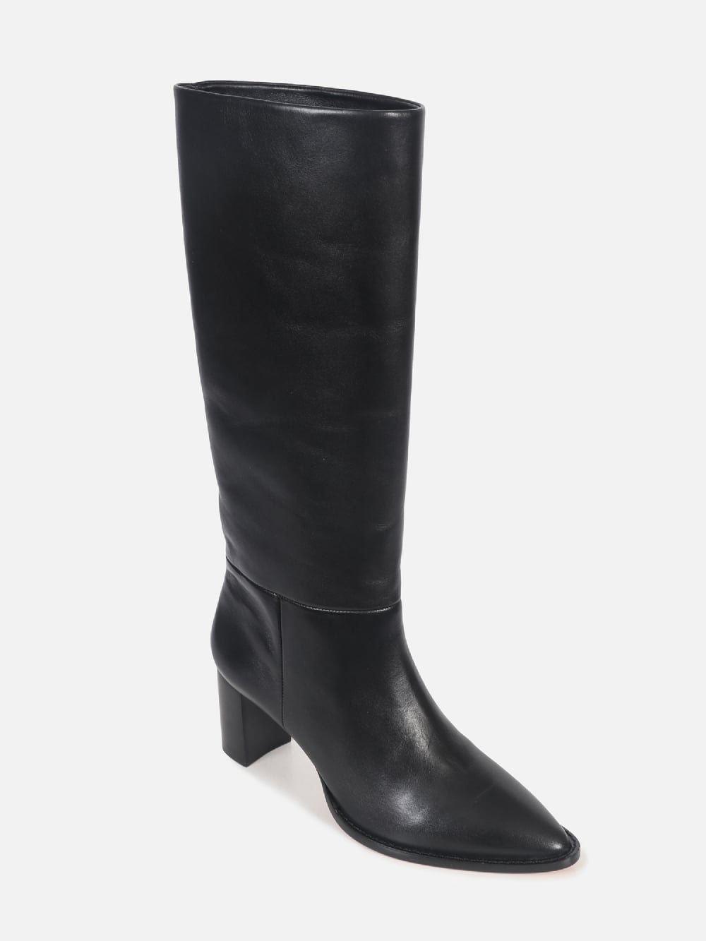 BOTA DE COURO EVE PRETO CANO ALTO SALTO MÉDIO