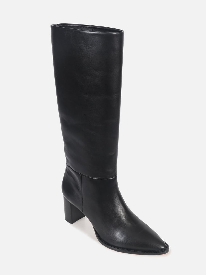 BOTA DE COURO EVE PRETO CANO ALTO SALTO MÉDIO