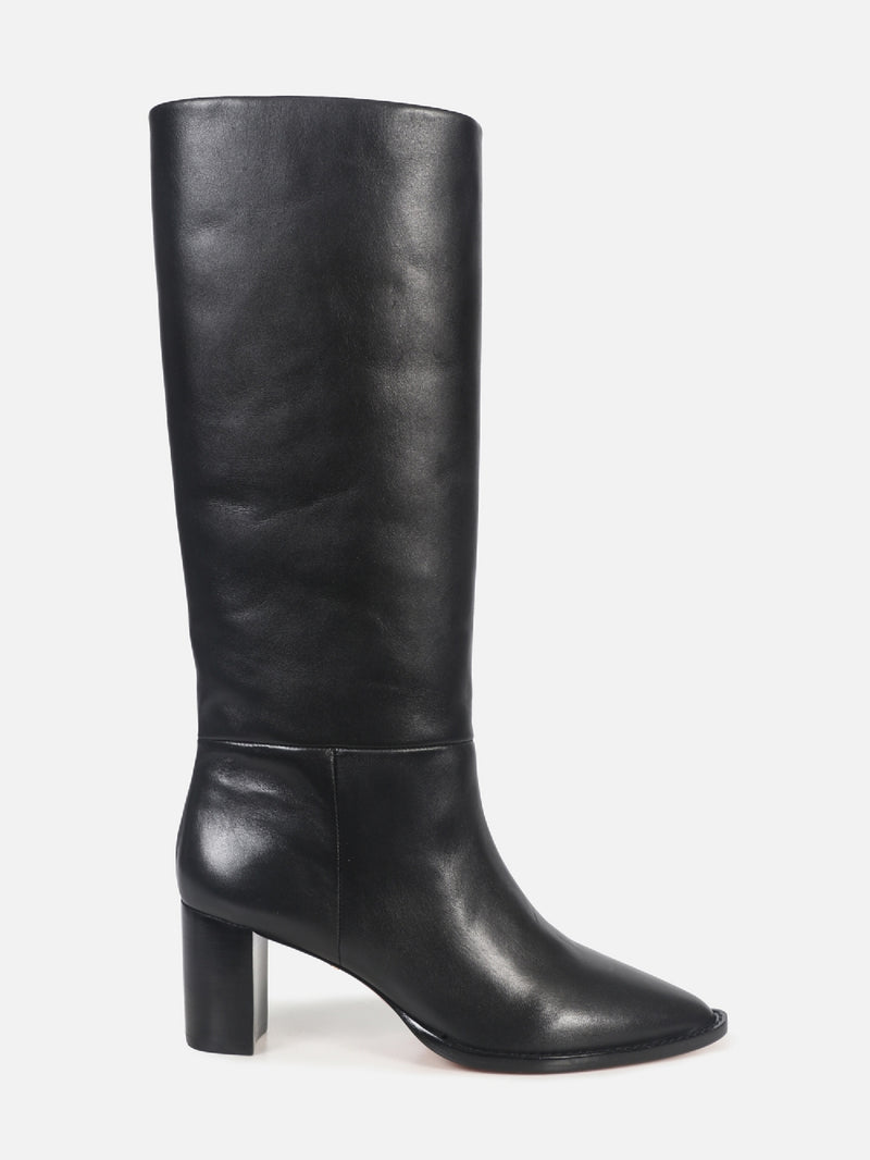 BOTA DE COURO EVE PRETO CANO ALTO SALTO MÉDIO